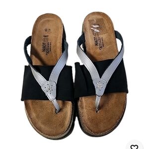 NEW NAOT Orion Womens Thong Sandal Slide Brown Leather Elastic Chunky Soles 40 9